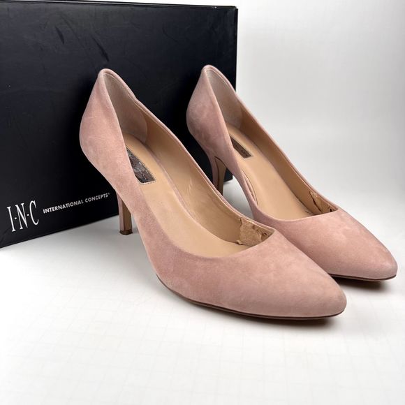 INC International Concepts Shoes - INC Sz 10 Zitah Microsuede Pointed Toe 3.5" Dress Heels Blush Pink